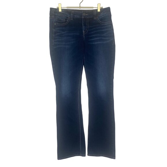 Silver Jeans Co. Elyse Bootcut Jeans Womens W28 L33 Dark Wash Fluid Denim Stretc - Picture 1 of 14